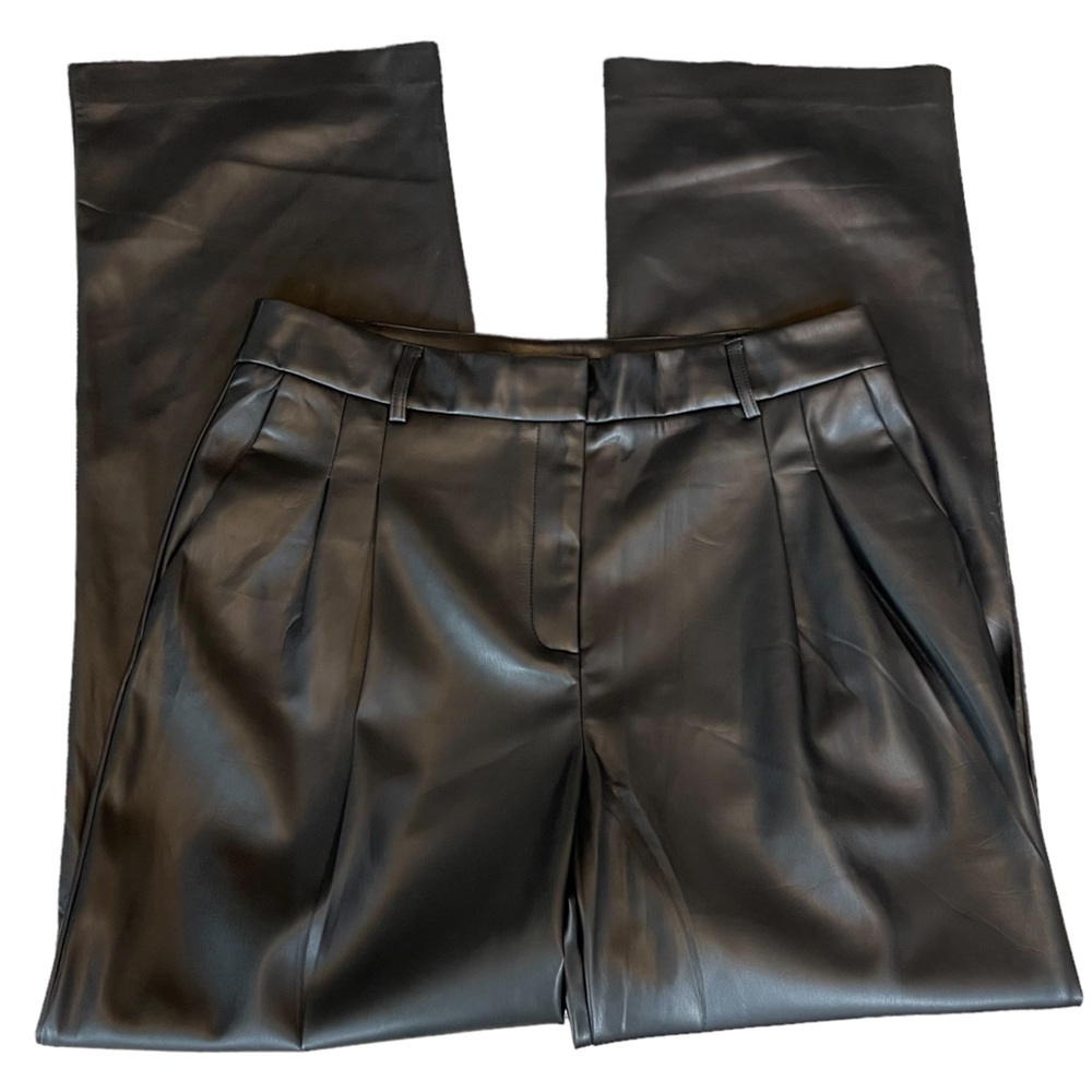 House OF Harlow 1960 Pleated Straight Leg Faux Leather Trousers  Size:‎ 14 New!